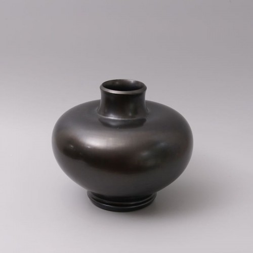 Paul Ami Bonifas (1893-1967, - Black Lustre Earthenware Art Deco Vase - Porcelain & Faience Style Art Déco