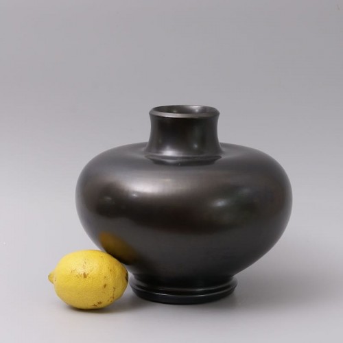 Porcelain & Faience  - Paul Ami Bonifas (1893-1967, - Black Lustre Earthenware Art Deco Vase