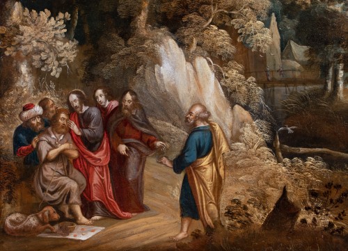 Tableaux et dessins Tableaux XVIIe siècle - Le Christ et l'aveugle de Bethsaïde, attribué à Willem van den Bundle, début 17e 