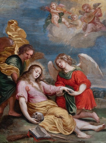 Mary Magdalene in ecstasy by Francken III and workshop 17th century - Paintings & Drawings Style Louis XIII
