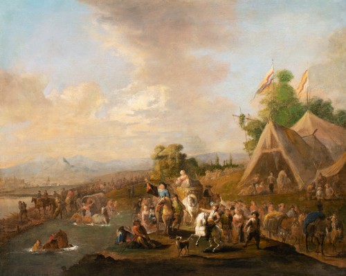 La lever du camp militaire, début 18e siècle attribué à Karel Breydel - Tableaux et dessins Style Régence