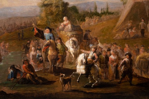 Tableaux et dessins Tableaux XVIIIe siècle - La lever du camp militaire, début 18e siècle attribué à Karel Breydel