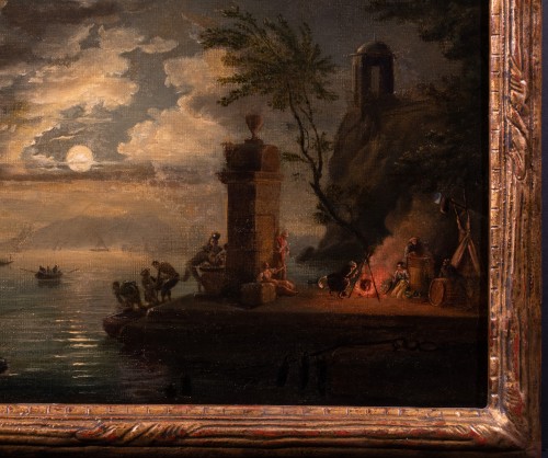 Marine au clair de lune, atelier de Joseph Vernet fin 18e - Tableaux et dessins Style Louis XVI