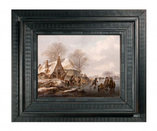 Les joies de l'hiver, scène de patinage - Hollande 18e siècle