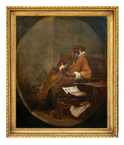 The Monkey Collector, 18th century French school, entourage of Chardin 