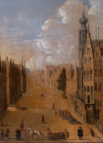 View of Gdsanck ( Danzig ), 17th century Dutch school, dated 1672 and monogrammed - Paintings & Drawings Style Louis XIV