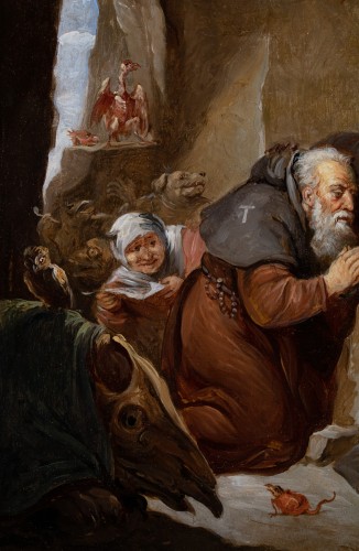 La Tentation de Saint Antoine , atelier de David II Teniers, fin du 17e siècle - Galerie Laury-Bailly