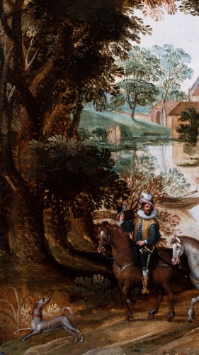 XVIIe siècle - La chasse au faucon par Denys van Asloot, flandre début du 17e siècle