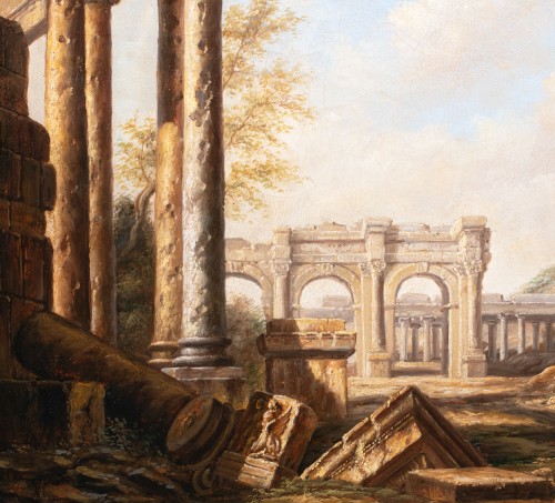 Imaginary view of ancient ruins, Italy late 18th century - Paintings & Drawings Style Louis XVI