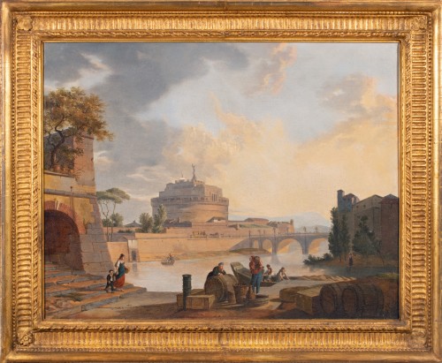 Vue de Rome avec le château Saint-Ange, Italie 18e siècle
