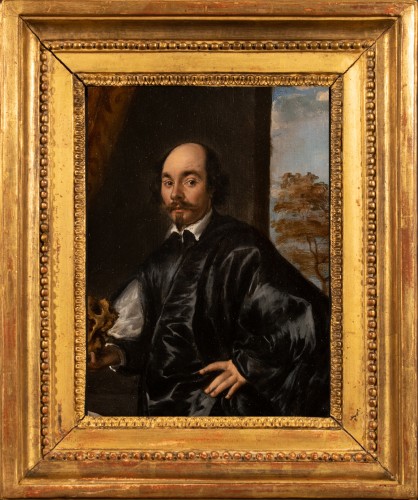 Portrait d'homme tenant un crâne, Flandre début du 17è siècle