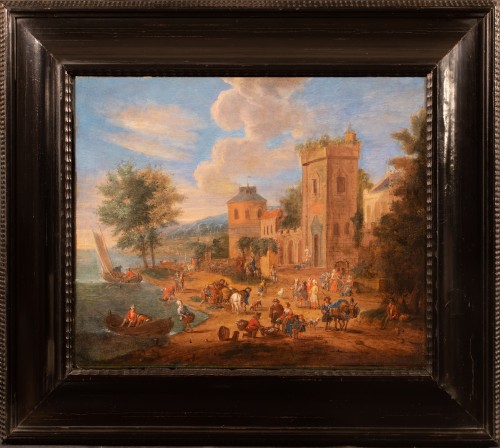 Animated harbor scene, Flanders, 17th century, attributed to Mathys Schoevardts