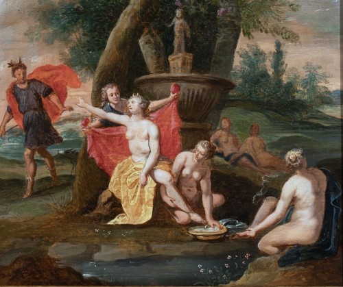 Tableaux et dessins Tableaux XVIIe siècle - Diane et Actéon école flama,nde du 17e siècle attribué à Franck Wouters