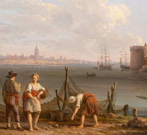 Vue de Saint-Valery-Sur-Somme, école française du 18e siècle ttribué à Jacob Philipp Hackert  - Tableaux et dessins Style Louis XV