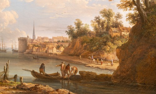 Tableaux et dessins Tableaux XVIIIe siècle - Vue de Saint-Valery-Sur-Somme, école française du 18e siècle ttribué à Jacob Philipp Hackert 