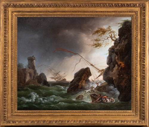 Marine orageuse avec naufrage , atelier de Vernet vers 1760