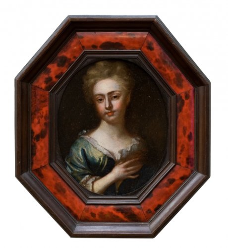 Portrait de jeune femme, cuivre, école hollandaise XVIIè