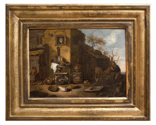 Cour d'une ferme flamande par Adriaen van der Poel, XVIIe siècle