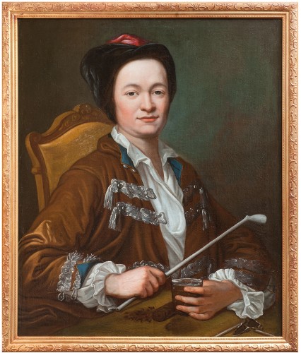 Portrait d'homme à la pipe - École suisse 18e siècle