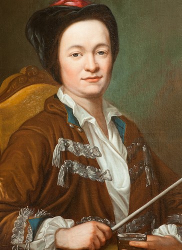 Portrait d'homme à la pipe - École suisse 18e siècle - Tableaux et dessins Style Louis XV