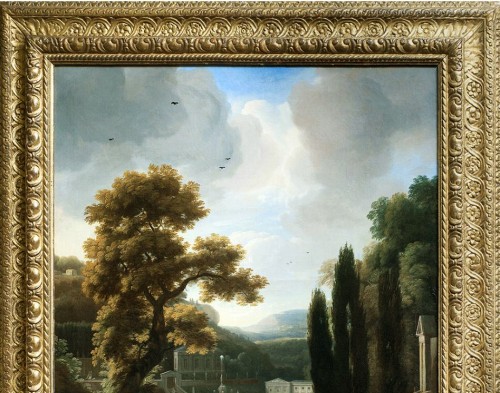 Elégante compagnie dans un paysage - Attribué à Isaac de Moucheron - Galerie Laury-Bailly
