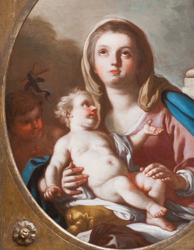 Vierge à L'Enfant avec Saint Jean Baptiste par Francesco de Mura , Naples 17è - Tableaux et dessins Style Louis XV