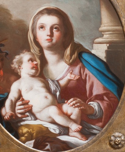 Tableaux et dessins Tableaux XVIIIe siècle - Vierge à L'Enfant avec Saint Jean Baptiste par Francesco de Mura , Naples 17è