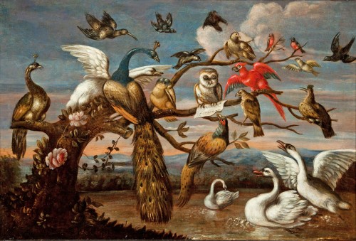 Tableaux et dessins Tableaux XVIIIe siècle - Le concert des oiseaux - Flandre début du XVIIIe siècle, entourage de van Kessel