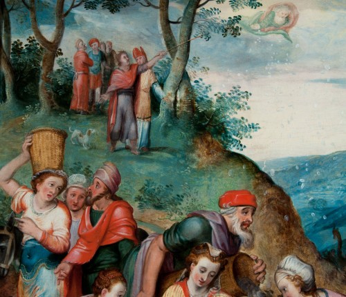 La récolte de la manne - attribué au Maître du Fils Prodigue 16e siècle - Galerie Laury-Bailly