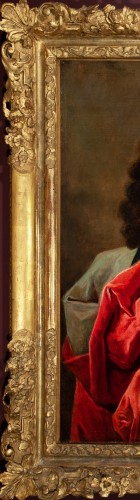Portrait d'homme au drapé rouge - France 17e siècle, entourage de Rigaud  - Galerie Laury-Bailly