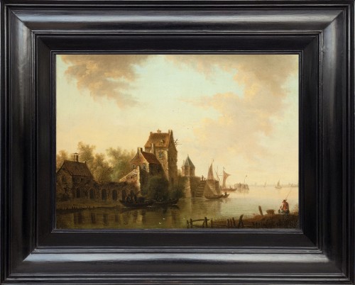 Marine avec ville fortifiée - Hollande 17e, attribué à Frans de Hulst , N°1