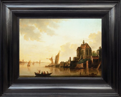 Marine avec ville fortifiée - Hollande XVIIe siècle, attribué à Frans de Hulst N°2