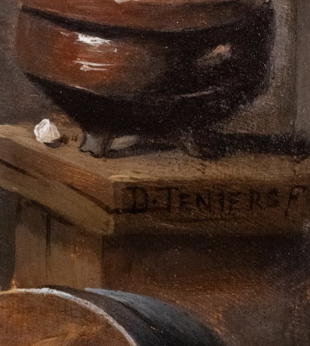 Fumeurs dans un intérieur , atelier de David Ténires , Flandre 17è siècle - Galerie Laury-Bailly