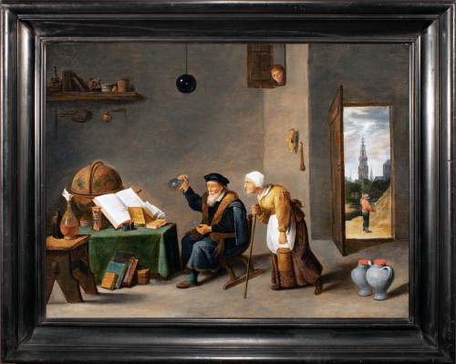 L'alchimiste dans son cabinet - Atelier de Teniers, Flandre 17e siècle