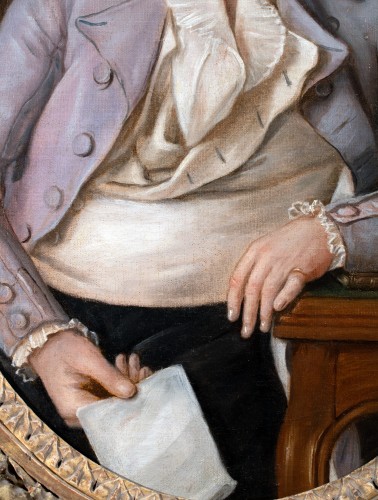 Tableaux et dessins Tableaux XVIIIe siècle - Portrait de jeune homme à la lettre, époque Louis XV