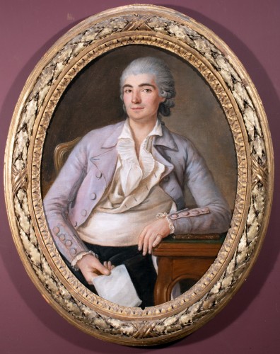 XVIIIe siècle - Portrait de jeune homme à la lettre, époque Louis XV