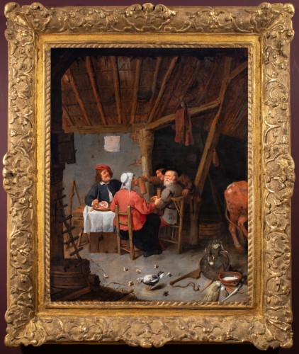 XVIIe siècle - Le repas dans la ferme - Hollande 17e siècle, atelier de Cornelis Dusart