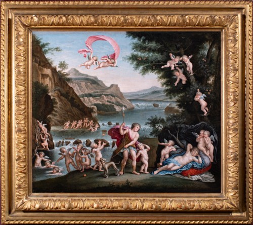 Venus et Adonis école italienne 17e siècle suiveur de l'Albane