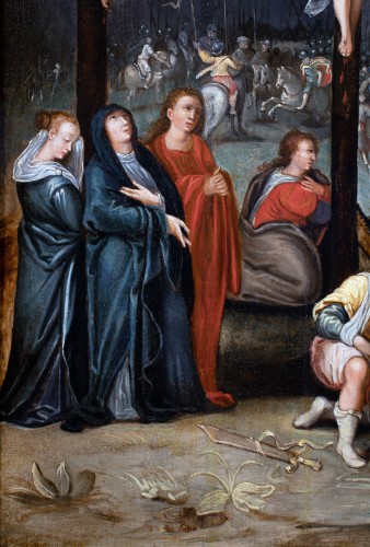 Tableaux et dessins Tableaux XVIe siècle - Crucifixion, école flamande fin du 16e siècle