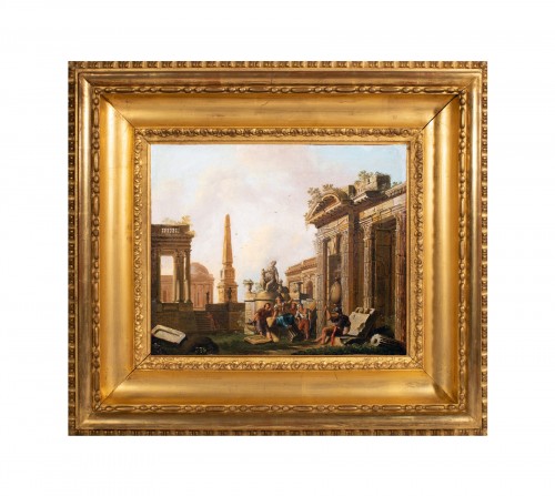 Personnages près d'un obélisque - Jean-Baptiste-François Génillion (1750-1829)