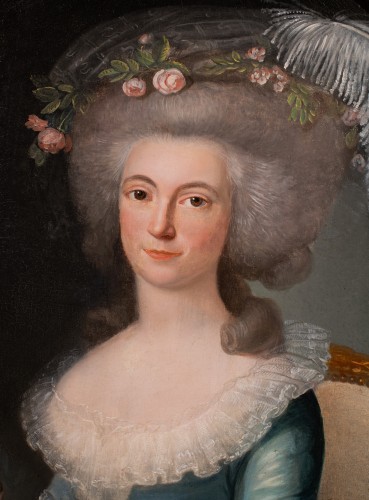 Portrait de Marie Thomas du Fossé de Bosmelet, France époque Louis XVI - Tableaux et dessins Style Louis XVI