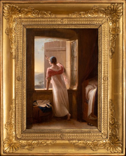 Jeune femme à sa fenêtre, 1822 -  Jean Antoine Laurent ( 1763 - 1832 )