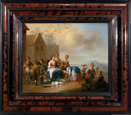 Market scene - Flanders 17th century, attributed to Mattheus van Helmont