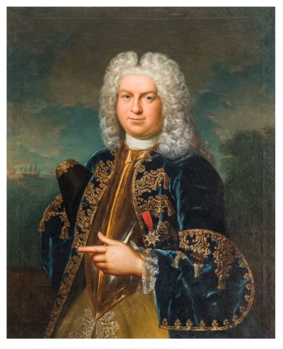 Portrait de Claude Moet lieutenant de vaisseau du Roi par Pierre Ernou - Paintings & Drawings Style French Regence