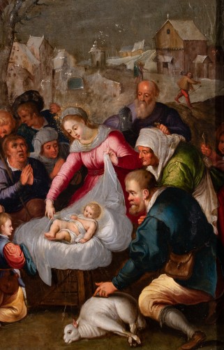 Paintings & Drawings  - The adoration of the shepherds - Workshop of Frans Franken II, early 17th century
