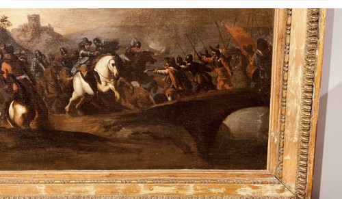 Pandolfo RESCHI (1643-1699)  Choc de cavalerie  - Tableaux et dessins Style Louis XIII