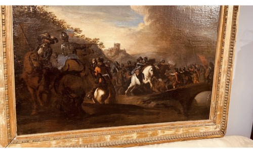 Tableaux et dessins Tableaux XVIIe siècle - Pandolfo RESCHI (1643-1699)  Choc de cavalerie 