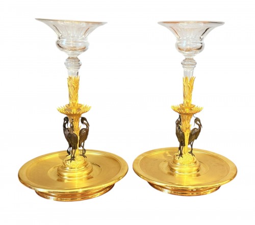 Paire de centres de table en bronze à double patine