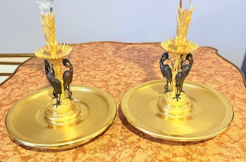 Paire de centres de table en bronze à double patine - Napoléon III