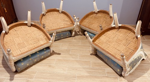 Antiquités - Suite of four Empire-period bergères stamped Jacob Frères, Rue Meslée